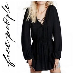 Free People Black Wildest Moment Tunic Blouse